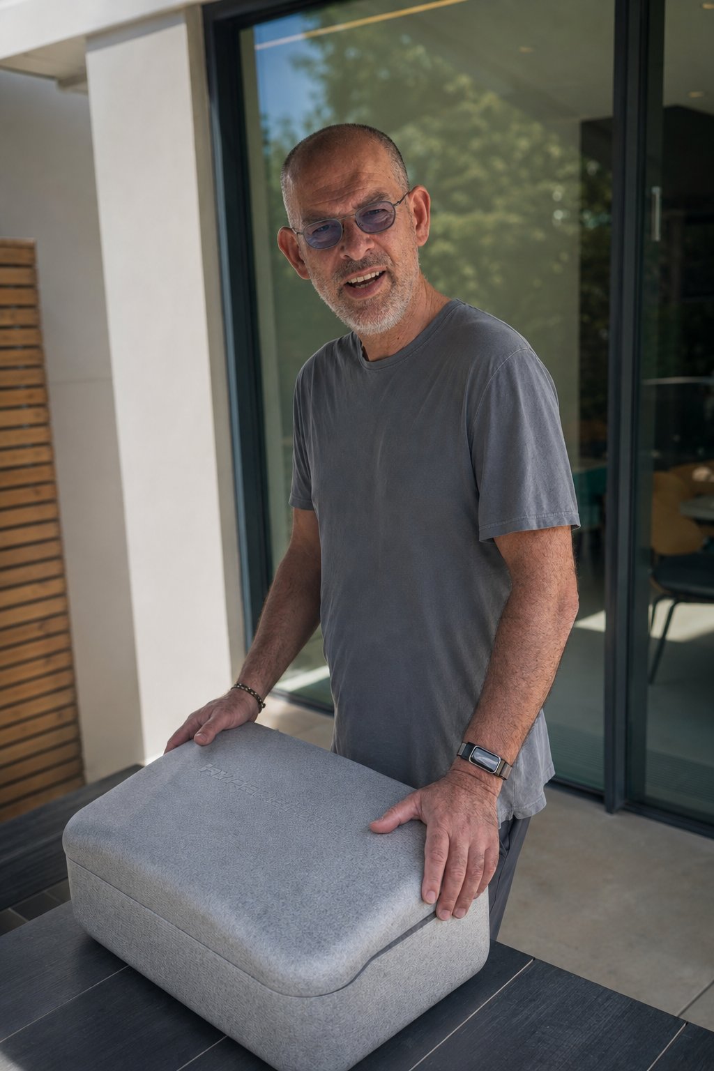 Robert from EasyStride preparing an Easy Strider case for delivery